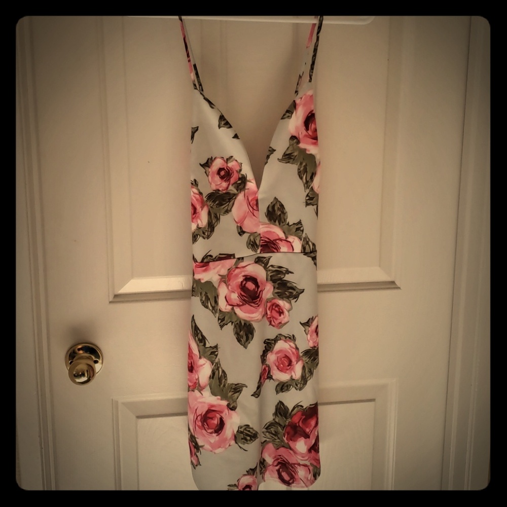 Mint green mini floral dress